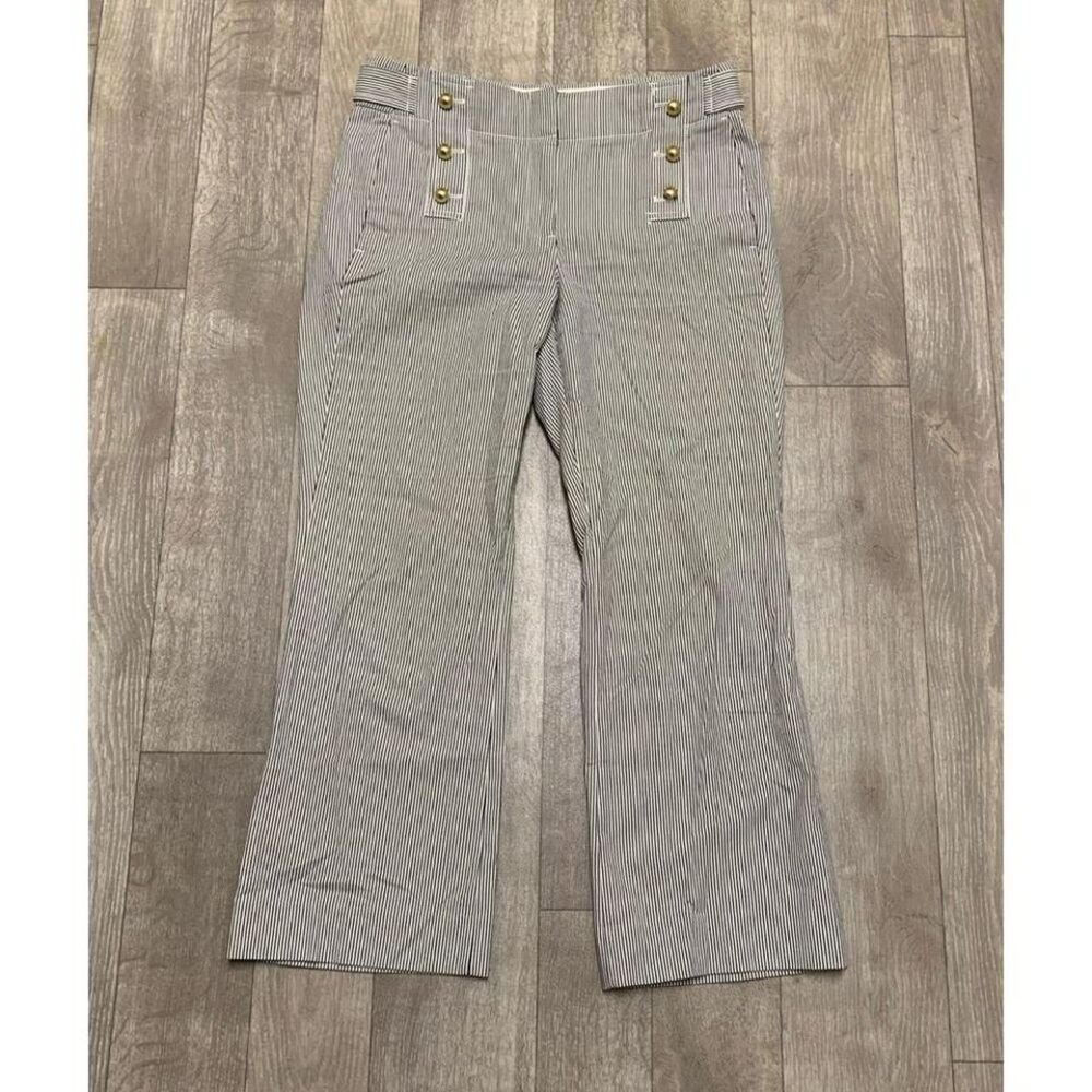 J. Crew Navy and White Pinstripe Cropped Sailor Pants